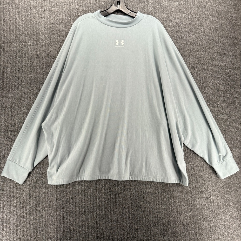 Under Armour Sweater Womens 3X Blue Mock Neck Pullover Cropped Casual Athleisure